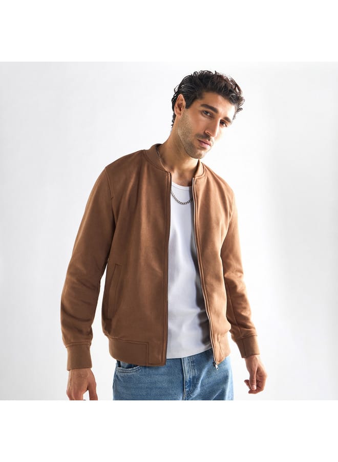 Splash FAV Solid Bomber Jacket with Zip Closure and Pockets  - Image 1