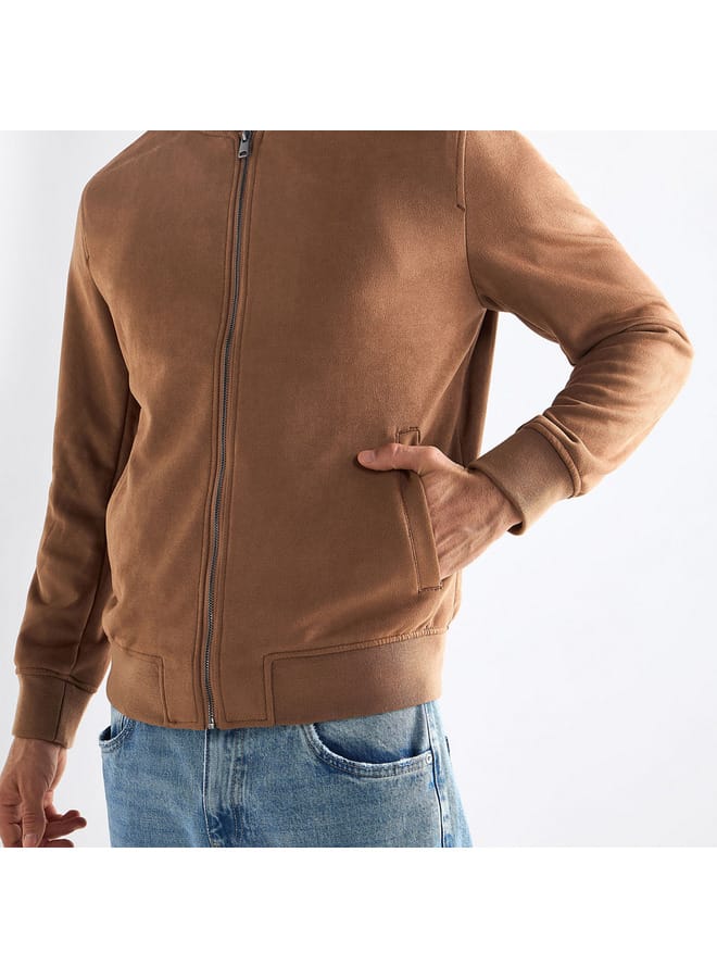 Splash FAV Solid Bomber Jacket with Zip Closure and Pockets  - Image 4