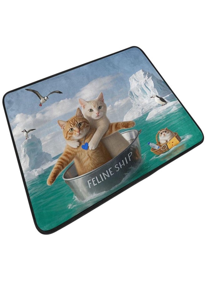 Pfrewn Funny Cat Kitty Kitten Decorative Doormat Non Slip Washable Cat Couples On The Ship Welcome Indoor Outdoor Entrance Bathroom Floor Mats Home Decor, 23.6 x 15.7 inch - Image 2
