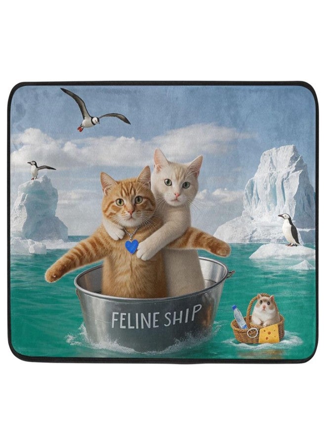 Pfrewn Funny Cat Kitty Kitten Decorative Doormat Non Slip Washable Cat Couples On The Ship Welcome Indoor Outdoor Entrance Bathroom Floor Mats Home Decor, 23.6 x 15.7 inch - Image 1