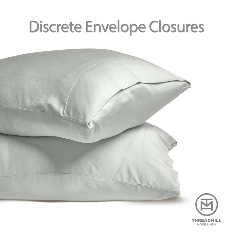 Threadmill Rayon Bamboo Pillow Cases King Size Set of 2 - Bamboo Sheets Silk Cooling Satin Pillowcases for Hair and Skin, Soft Breathable Pillowcase with Envelope Closure for King Pillows, Light Grey - Image 2