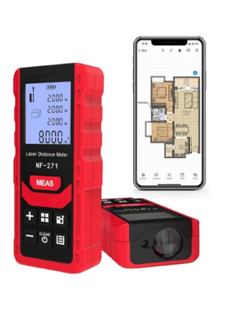 NOYAFA Laser Distance Meter, 70M Portable Handheld Digital Laser Range Finder, M/in/Ft Unit Switching, Backlit LCD Display, Measure Distance, Pythagorean, Area and Volume - Image 1