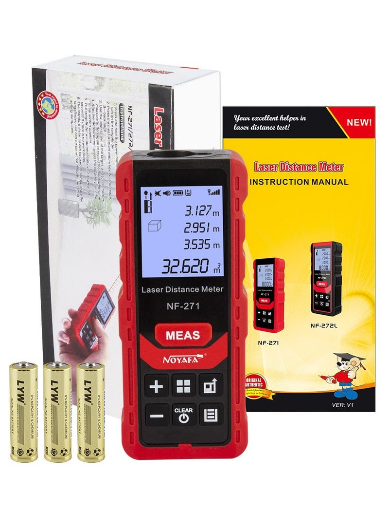 NOYAFA Laser Distance Meter, 70M Portable Handheld Digital Laser Range Finder, M/in/Ft Unit Switching, Backlit LCD Display, Measure Distance, Pythagorean, Area and Volume - Image 2