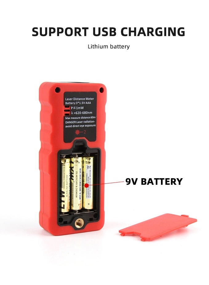 NOYAFA Laser Distance Meter, 70M Portable Handheld Digital Laser Range Finder, M/in/Ft Unit Switching, Backlit LCD Display, Measure Distance, Pythagorean, Area and Volume - Image 5