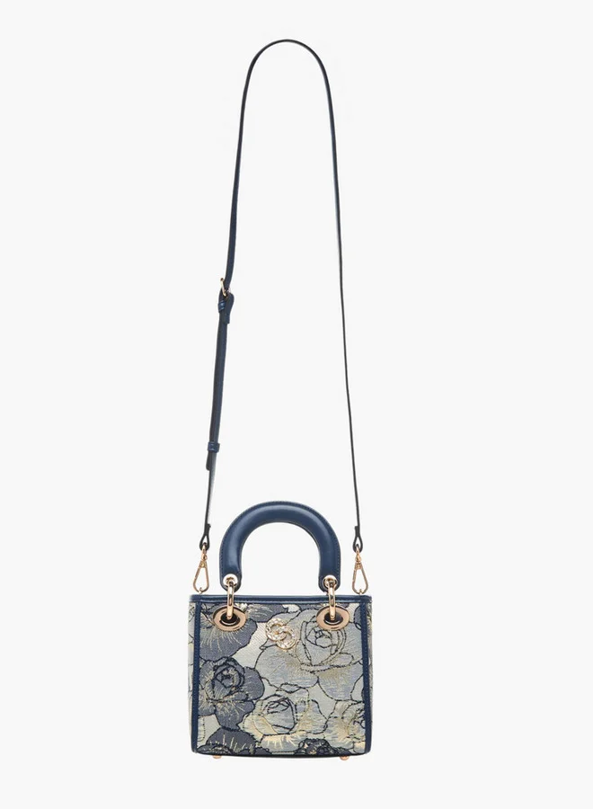 Celeste Floral Embroidered Tote Bag with Double Handle