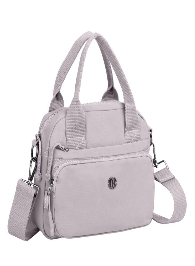 TS WITH TECHSUN Women Crossbody Sling Bag Handbag for Travel Office Shopping Casual Use, Waterproof Nylon Shoulder Purse with Adjustable Strap Multipocket Compact Organizer (Light Grey) - Image 1