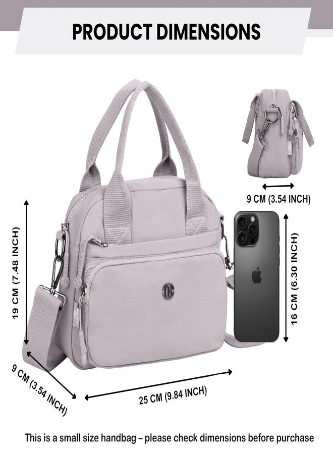 TS WITH TECHSUN Women Crossbody Sling Bag Handbag for Travel Office Shopping Casual Use, Waterproof Nylon Shoulder Purse with Adjustable Strap Multipocket Compact Organizer (Light Grey) - Image 2