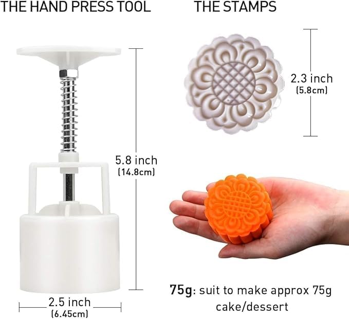 KERFORA 6Piece Cookie Stamp Set Moon Cake Cookie Press Mold Fondant Decorative Punches for Baking Pastry and Cookie Making Kitchen Accessories 1Pcs - Image 2