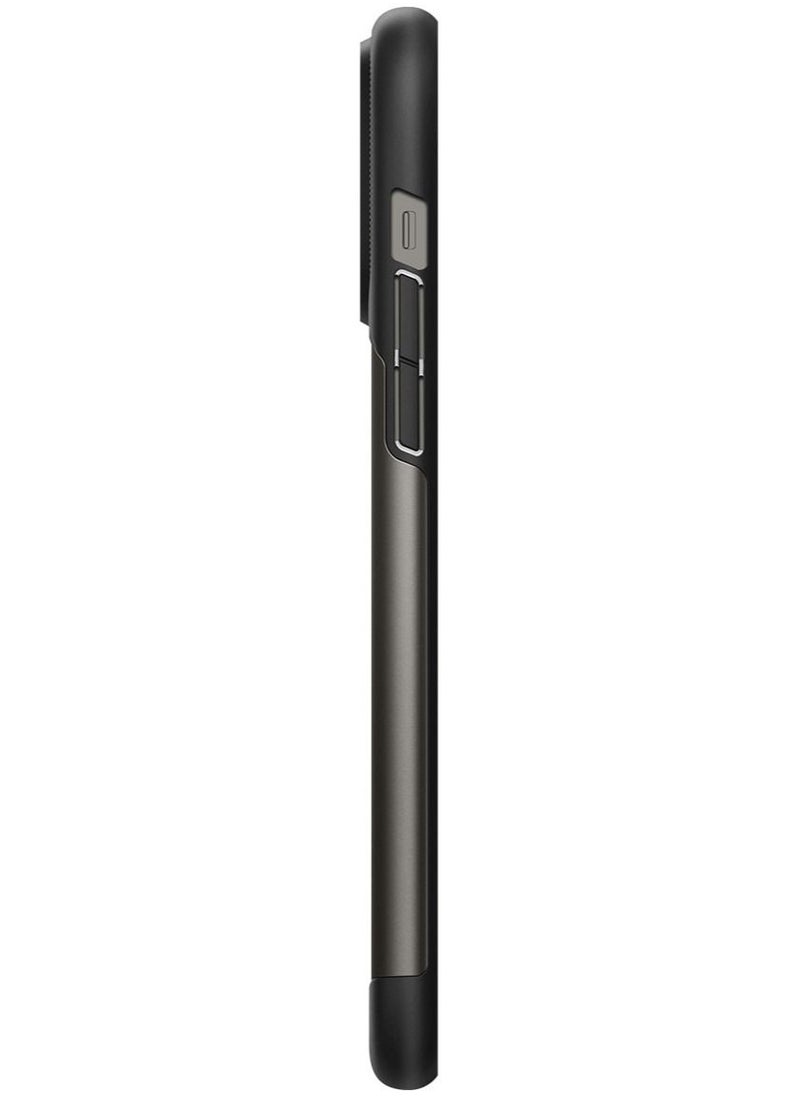 Spigen - Slim Armor iPhone 14 Pro Max Case Cover with Kickstand - Gunmetal - Image 1