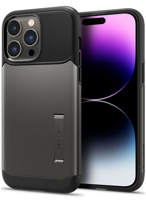 Slim Armor iPhone 14 Pro Max Case Cover with Kickstand - Gunmetal