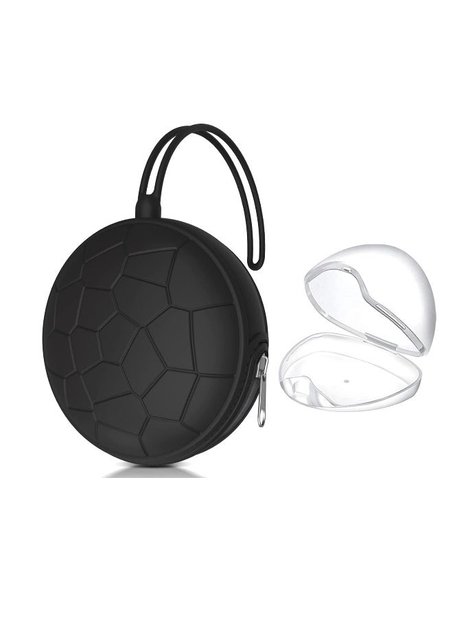 Smlpuame Pacifier Holder Case, Mothers Day Gifts for Mom BPA Free Portable Silicone Baby Pacifier Cover Pouch for Diaper Bag Stroller, Travel Outdoor Activities, Easy to Clean (Football & Black) - Image 1