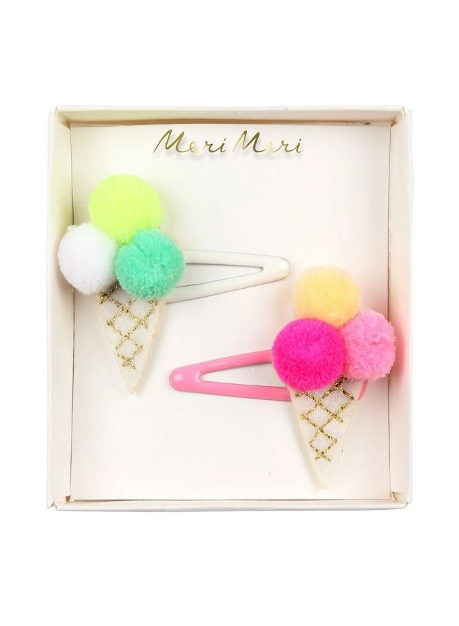 Meri Meri Pompom Ice Cream Hair Clips - Image 1