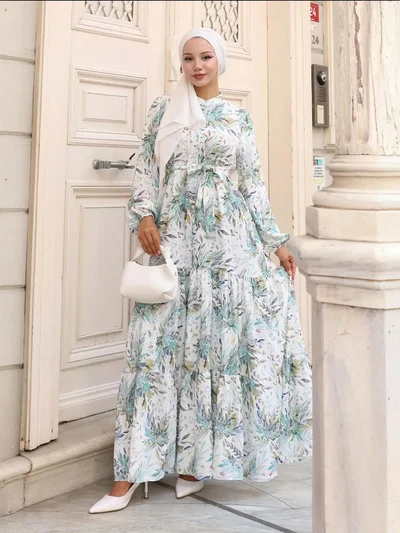 BIG DART BDART Buttoned Crew Neck Maxi Dress with Waistband