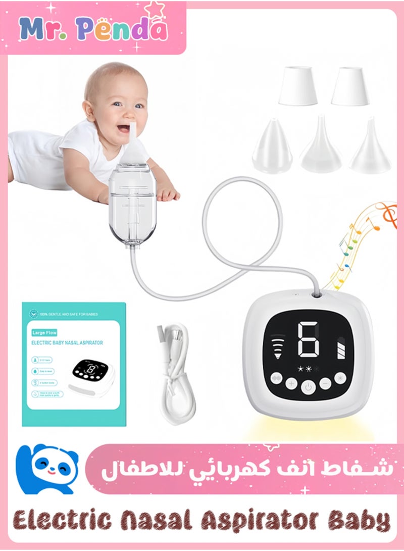 Mr. Penda Nasal Aspirator Baby, Electric Baby Nose Suckers with 9 Levels Suction, Rechargeable Baby Nose Cleaner with 5 Food-Grade Silicone Tips, Night Light and Nursery Rhyme Soothing Function - Image 1