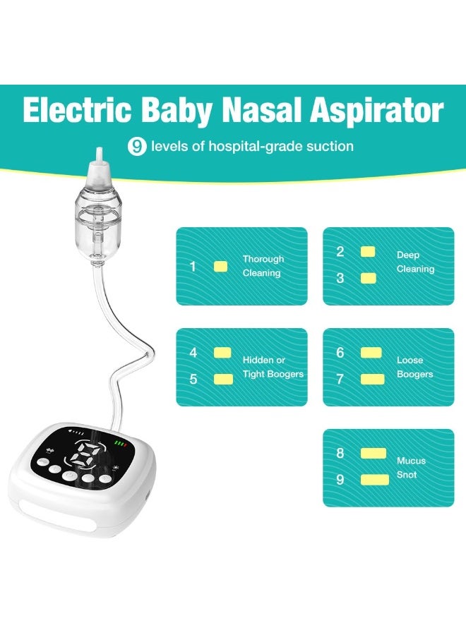 Mr. Penda Nasal Aspirator Baby, Electric Baby Nose Suckers with 9 Levels Suction, Rechargeable Baby Nose Cleaner with 5 Food-Grade Silicone Tips, Night Light and Nursery Rhyme Soothing Function - Image 4