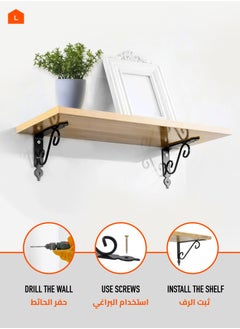 LAWAZIM 4-Piece Shelf Bracket S-Shape - Large - with 44-Piece Drywall screws & Plastic Anchor Kit - S-Shaped Wall Shelf Brackets with Pre-Drilled Mounting Holes for Easy Installation - Ideal for Kitchen, Garage, and Office Use  - Image 4