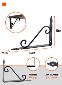 LAWAZIM 4-Piece Shelf Bracket S-Shape - Large - with 44-Piece Drywall screws & Plastic Anchor Kit - S-Shaped Wall Shelf Brackets with Pre-Drilled Mounting Holes for Easy Installation - Ideal for Kitchen, Garage, and Office Use  - Image 2