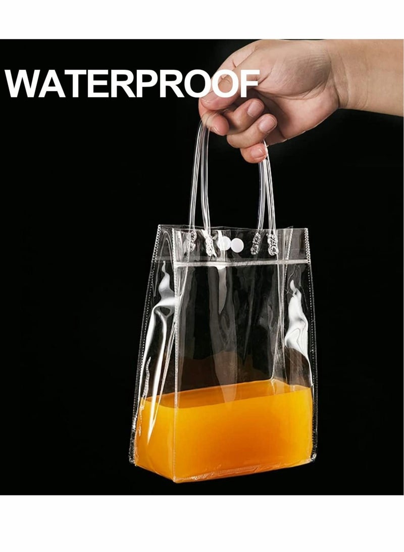 Generic Clear PVC Gift Bags Reusable Transparent Shopping Bag Gift Wrap Tote with Handles for Wedding Flowers Birthday Valentines Day Party Bags 15 x 7 x 16cm(20Pcs) - Image 3