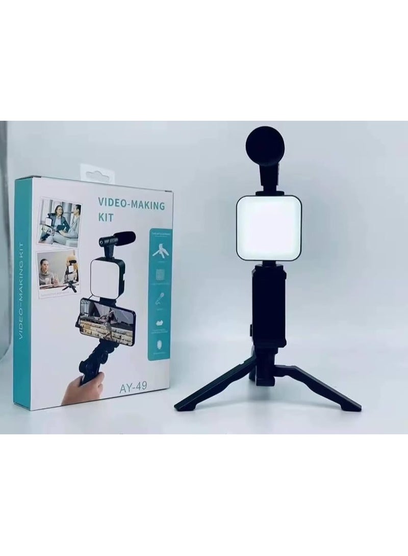 AY-49 Professional Photography Lighting Kit - LED 49R Light Directional Microphone, Tripod Stand 
