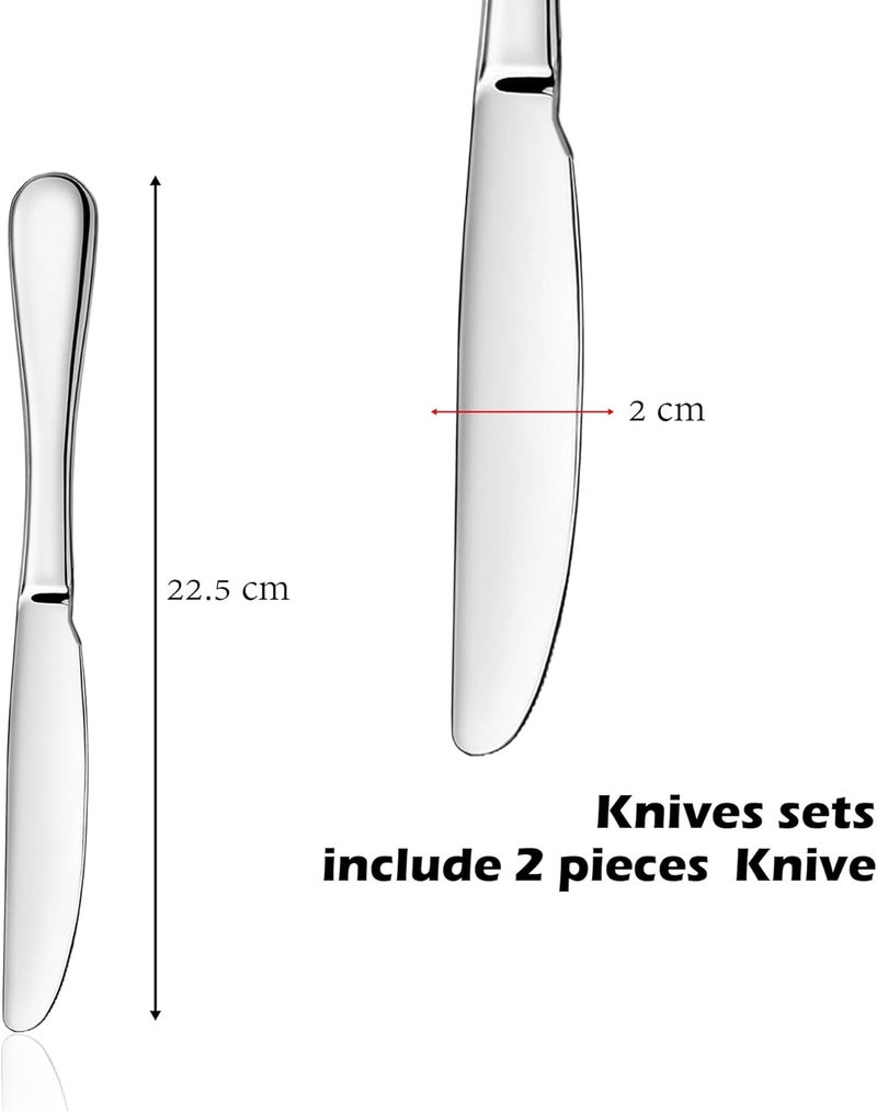 ATB Dinner Knives Set, Stainless Steel Table Knife, Butter Spreder, 2/4/6 Pieces Mirror Polished Dinner Knife, Sturdy and Dishwasher Safe, Silverware Cutlery (6 Pcs) - Image 2