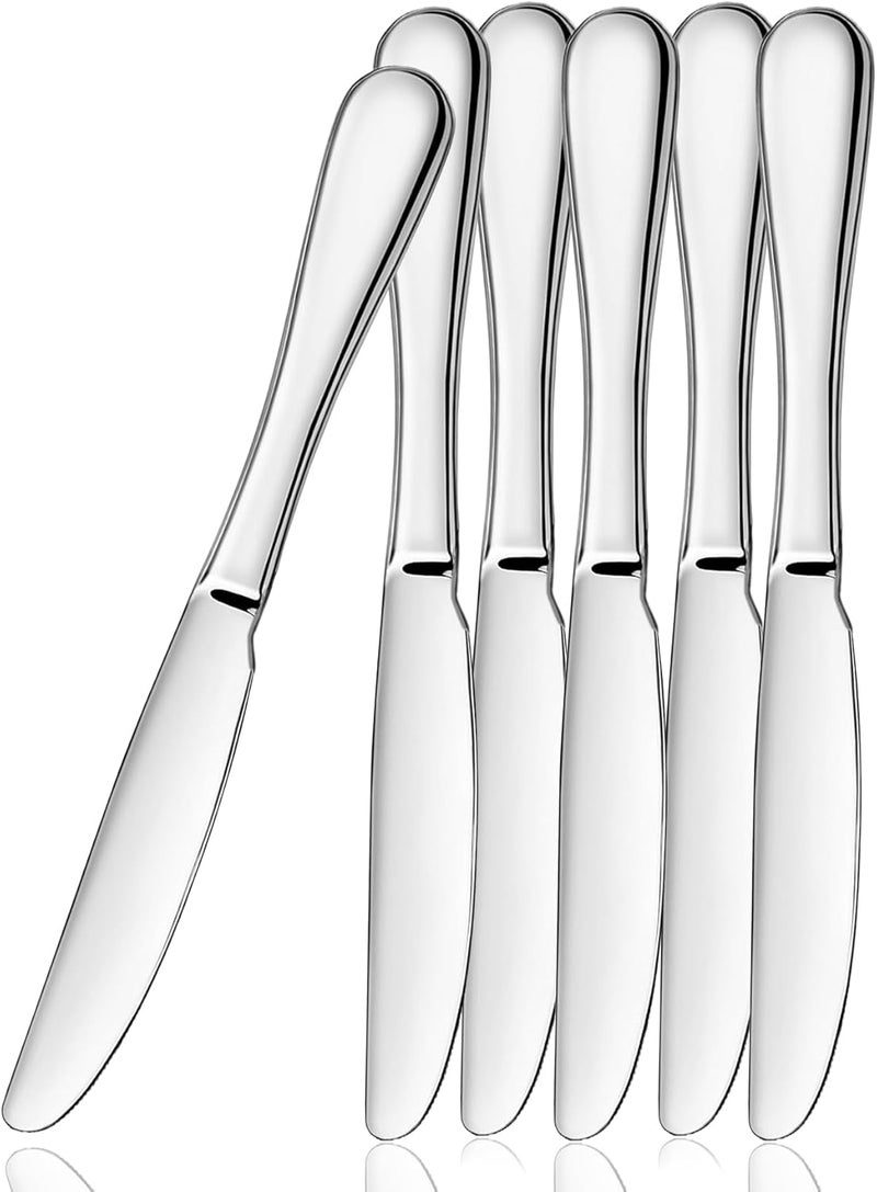 ATB Dinner Knives Set, Stainless Steel Table Knife, Butter Spreder, 2/4/6 Pieces Mirror Polished Dinner Knife, Sturdy and Dishwasher Safe, Silverware Cutlery (6 Pcs) - Image 1