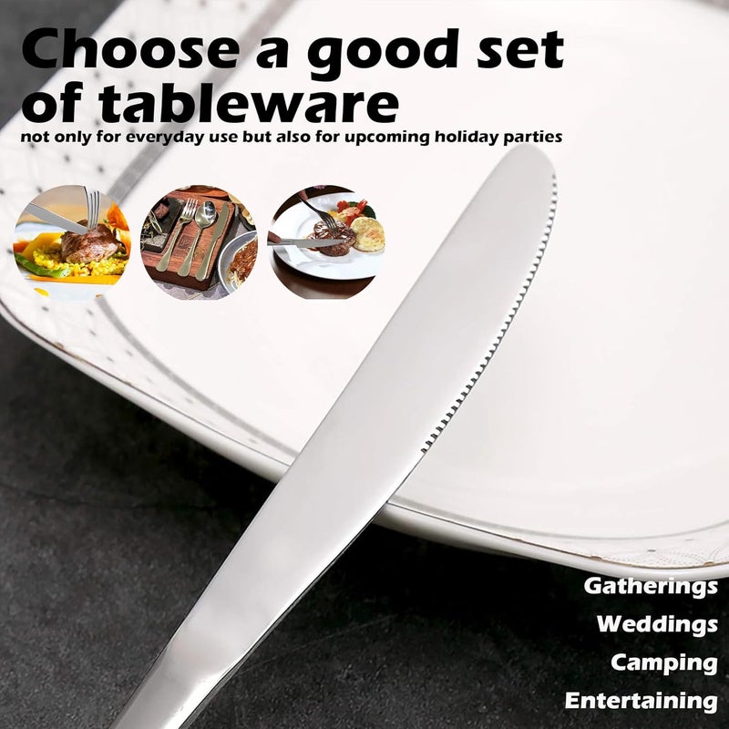 ATB Dinner Knives Set, Stainless Steel Table Knife, Butter Spreder, 2/4/6 Pieces Mirror Polished Dinner Knife, Sturdy and Dishwasher Safe, Silverware Cutlery (6 Pcs) - Image 4