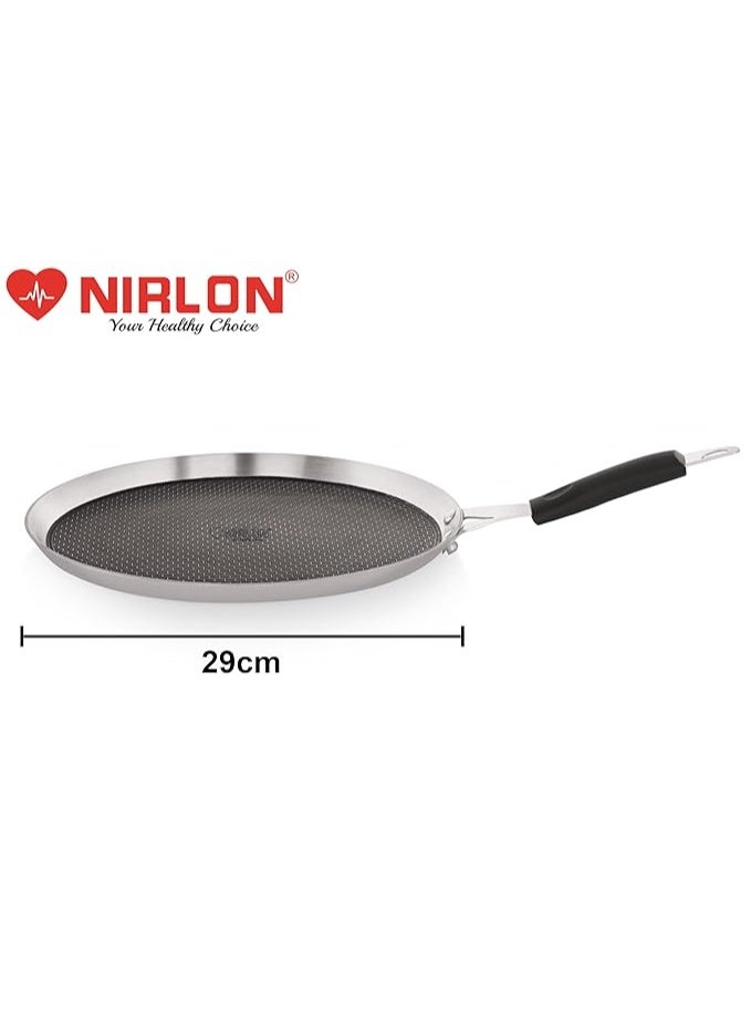 NIRLON Prima Honeycomb Stick Free Triply Stainless Steel Cookware Combo Set of 2Pc |Flat Tawa29cm/Deep Kadai 22cm-2Ltr|Induction and Gas Stove Friendly - Image 4
