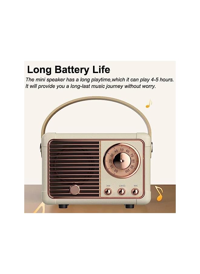 Goodern Retro Bluetooth Speaker,Portable Vintage Wireless Bluetooth Speakers, Cute Old Fashion Style for Kitchen Desk Bedrooms Office Party Outdoor Kawaii Accessories IOS Android Smartphone-White - Image 4