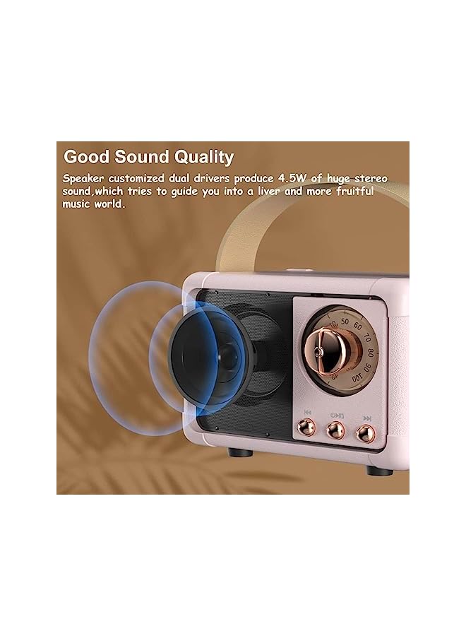 Goodern Retro Bluetooth Speaker,Portable Vintage Wireless Bluetooth Speakers, Cute Old Fashion Style for Kitchen Desk Bedrooms Office Party Outdoor Kawaii Accessories IOS Android Smartphone-White - Image 5
