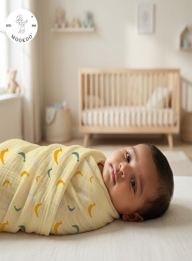 Mookoo Baby Organic Cotton Muslin Baby Swaddle Set - Soft Newborn Swaddle Wraps & Multi-Use Towels |100cm x 100cm | Pack of 6 | Floral-Bat-Banana-Pumpkin-Cloud-Owl | - Image 3