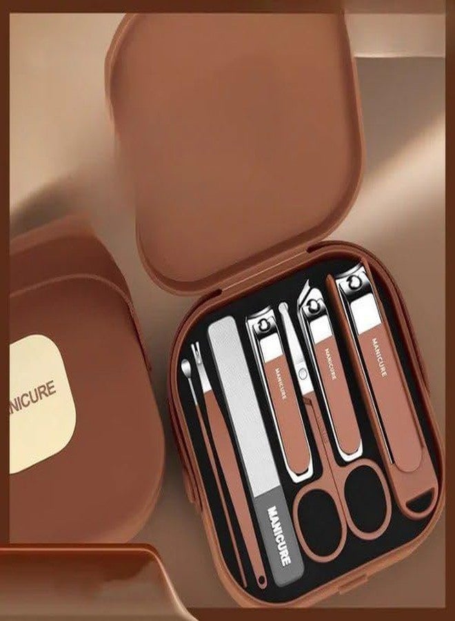 UMADEV 8 in 1 Nail Clipper Set - Professional Manicure & Pedicure Kit for Men & Women Portable Nail Clippers Set Stainless Steel Fingernail Clippers Personal Grooming Kits (Pack of 1, Brown) - Image 1