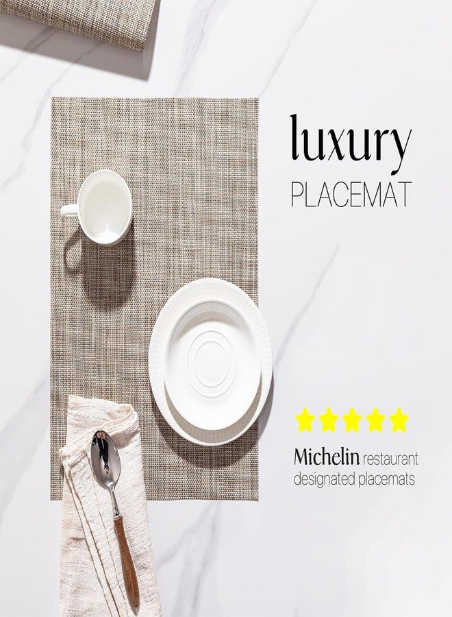 LEXMORE Placemats Set of 4 Vinyl/Plastic Woven Place Mats for Kitchen Table Indoor/Outdoor Washable Placemat Wipeable Dining Table Mats(A-Caramel) - Image 2