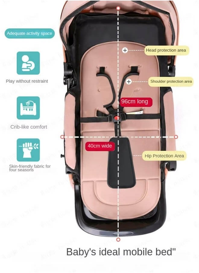 Riolio Two-Way Baby Stroller | Excellent Shock Absorber | Front and Parent Facing | Large Canopy and Seat | 5-Point Harness | Cup Holder | Large Basket | Quick Folding | 0-36 Months |Grey  - Image 4