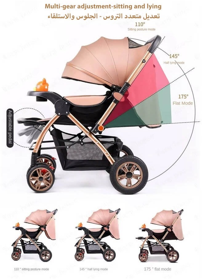 Riolio Two-Way Baby Stroller | Excellent Shock Absorber | Front and Parent Facing | Large Canopy and Seat | 5-Point Harness | Cup Holder | Large Basket | Quick Folding | 0-36 Months |Grey  - Image 5