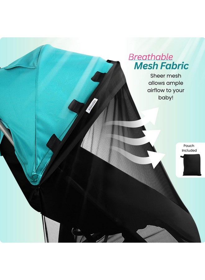 Swanoo Stroller Sun Shade Cover, Mosquito Net for Stroller Shade Extender with Magnetic Tabs Block 70% of UV Rays, Bug Net Sun Protection Baby Stroller Accessories Stroller Canopy - Image 5