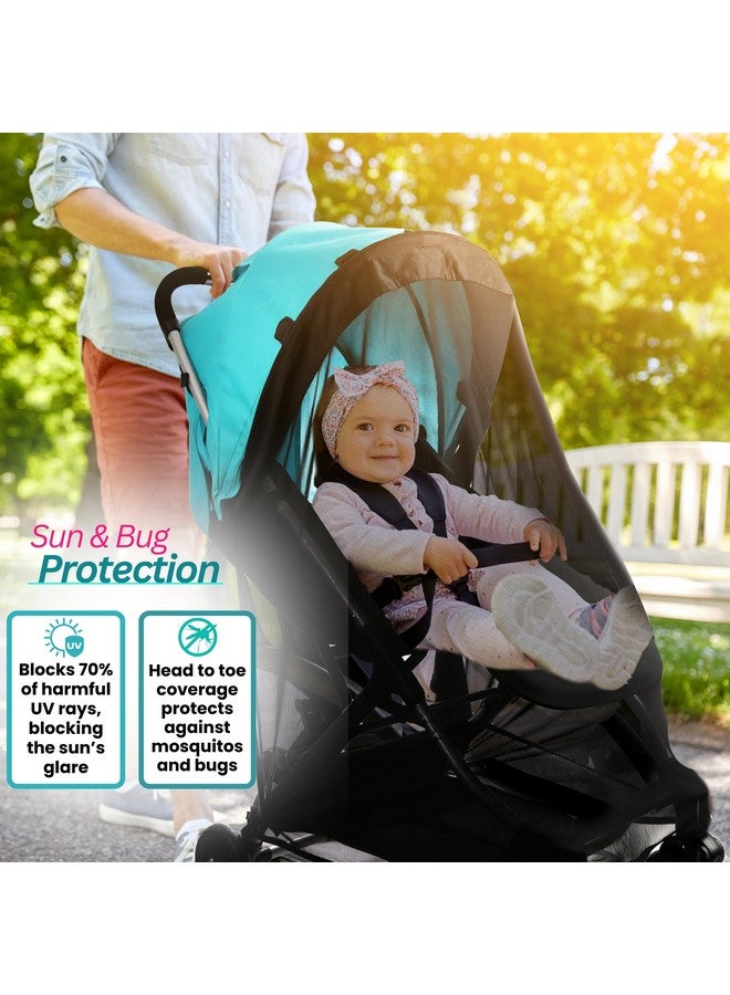 Swanoo Stroller Sun Shade Cover, Mosquito Net for Stroller Shade Extender with Magnetic Tabs Block 70% of UV Rays, Bug Net Sun Protection Baby Stroller Accessories Stroller Canopy - Image 2