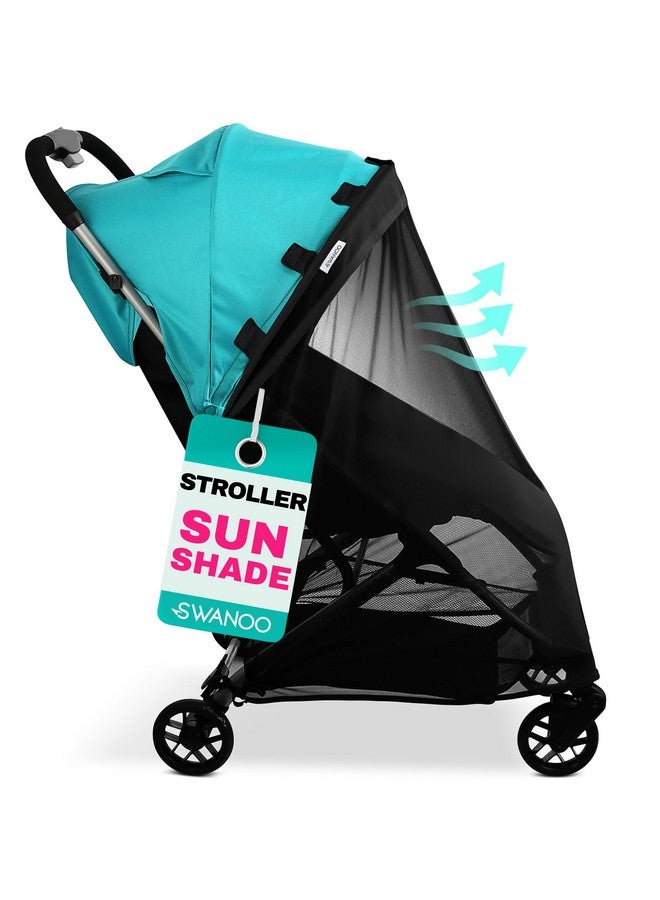 Swanoo Stroller Sun Shade Cover, Mosquito Net for Stroller Shade Extender with Magnetic Tabs Block 70% of UV Rays, Bug Net Sun Protection Baby Stroller Accessories Stroller Canopy - Image 1