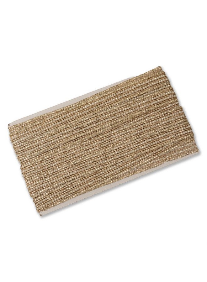 EmbroideryMaterial Light Gold Zari & Gota Patti Sew on Laces and Border Material with Pearls in Middle for Saree Border, Suit, Kurta, Dupatta, Blouse, Gown & Lehenga (2.3 CM Wide, 8 Meters Long) - Image 4