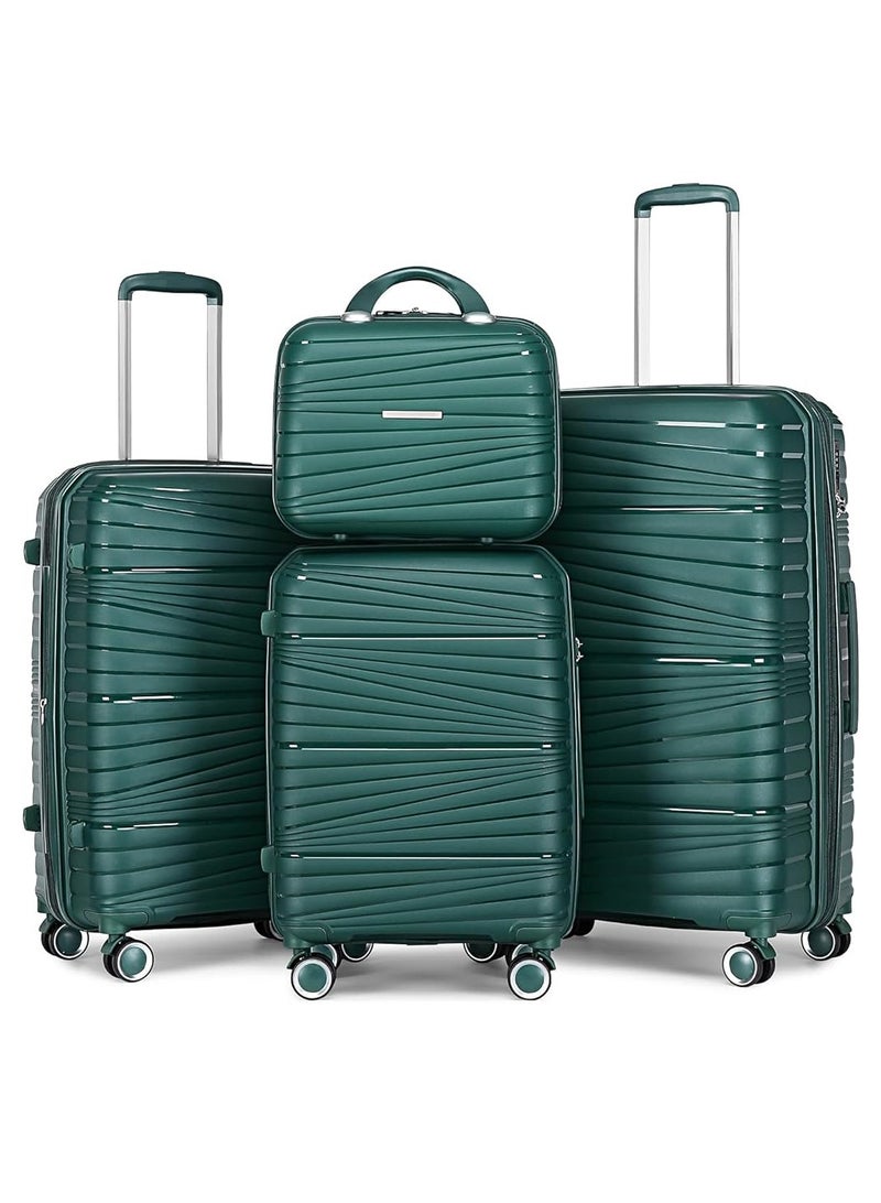 4 Pieces Unbreakable Luggage Trolley Bags Set with TSA Lock, Expandable Double Zipper, 4 Silent Spinner Wheels,  - Image 1