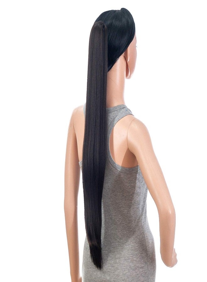 سواك وصلات شعر ذيل حصان مستقيمة بطول 28 بوصة من SWACC، وصلات شعر صناعية، وصلات شعر ذيل حصان بمشبك فك للنساء (بني كستنائي - 6#) - Image 3