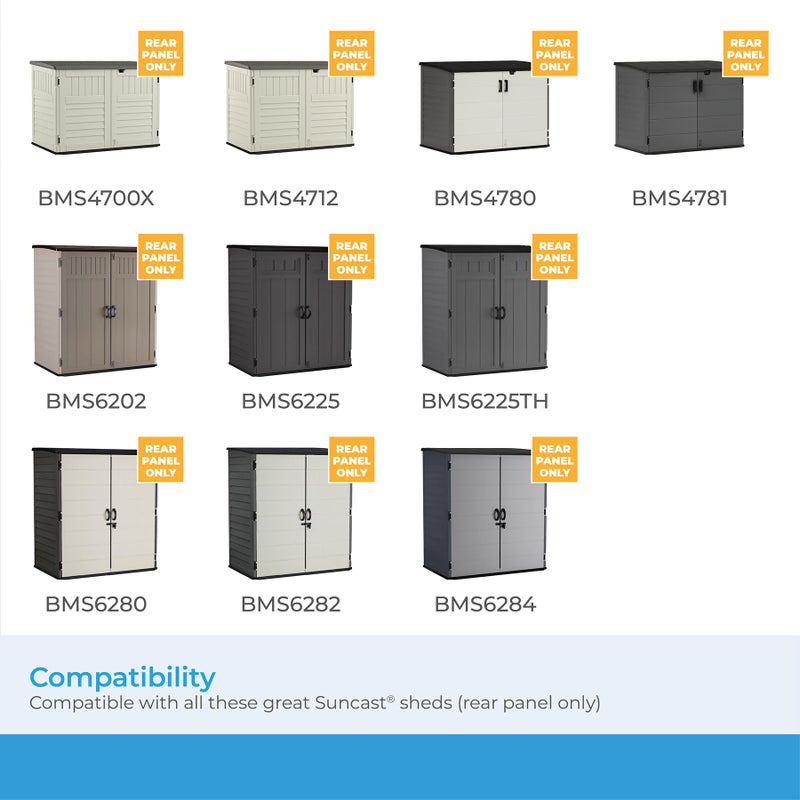 Suncast Horizontal or XL Vertical Shed Shelf Kit, Space Saving Shelving for Wall Mount Outdoor Storage Structures, 50" W x 10.25" D x 1.25" H, Black - Image 2
