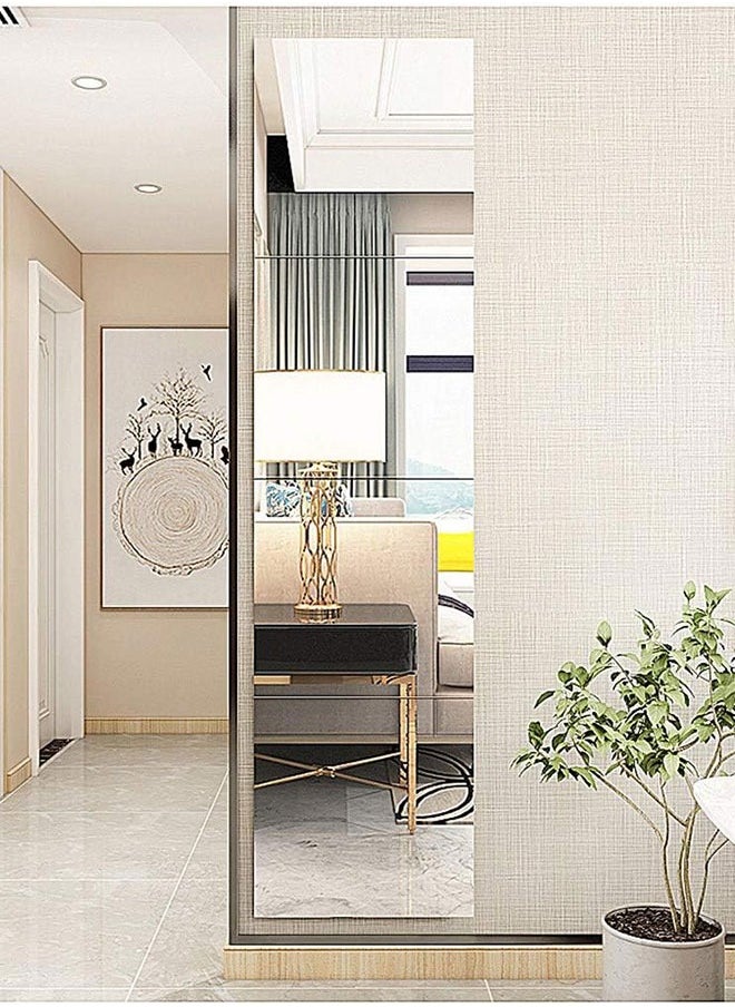 Generic Full Length Mirror Vanity Standing Mirror 4Pcs Frameless Wall Mirror Mounted Large Full Body Mirror Glass Tall Floor Standing Wall Mirror for Bathroom, Bedroom, Dressing (22 x 22cm Each)  - Image 2