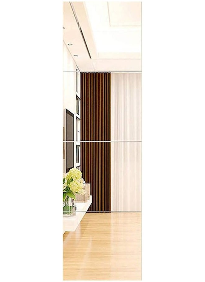 Generic Full Length Mirror Vanity Standing Mirror 4Pcs Frameless Wall Mirror Mounted Large Full Body Mirror Glass Tall Floor Standing Wall Mirror for Bathroom, Bedroom, Dressing (22 x 22cm Each)  - Image 1