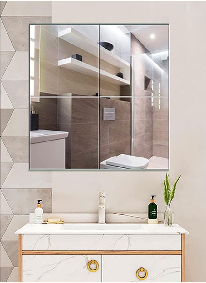 Generic Full Length Mirror Vanity Standing Mirror 4Pcs Frameless Wall Mirror Mounted Large Full Body Mirror Glass Tall Floor Standing Wall Mirror for Bathroom, Bedroom, Dressing (22 x 22cm Each)  - Image 4