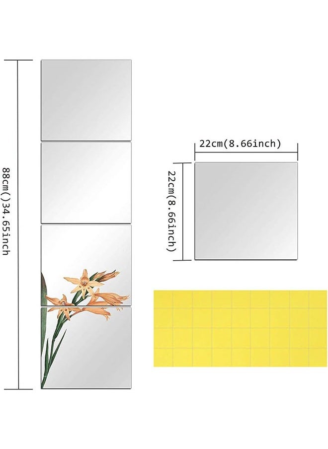 Generic Full Length Mirror Vanity Standing Mirror 4Pcs Frameless Wall Mirror Mounted Large Full Body Mirror Glass Tall Floor Standing Wall Mirror for Bathroom, Bedroom, Dressing (22 x 22cm Each)  - Image 5