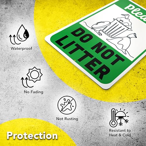 DIMARONGTON 2 PC Do Not Litter Sign, 7x10 Reflective Aluminum Please No Dumping Signs Private Property, No Trash Sign - Image 5