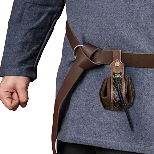 JAOYU Medieval Leather Pouch Bags Viking Hip Purse Drawstring Leather Pouch Vintage Belts Ren Faire Pouches Fanny Packs Renaissance - Image 3