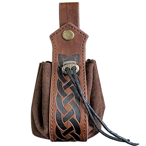 JAOYU Medieval Leather Pouch Bags Viking Hip Purse Drawstring Leather Pouch Vintage Belts Ren Faire Pouches Fanny Packs Renaissance - Image 2