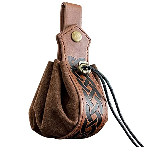 JAOYU Medieval Leather Pouch Bags Viking Hip Purse Drawstring Leather Pouch Vintage Belts Ren Faire Pouches Fanny Packs Renaissance - Image 1