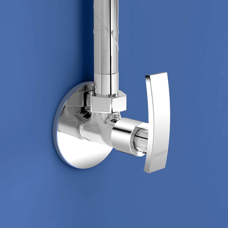 Planet Single Lever Angle Cock for BathroomValve for BathroomStop CockSingle Way Cock with Teflon TapGeyser Tap Pack of 1 SamarChrome - Image 1